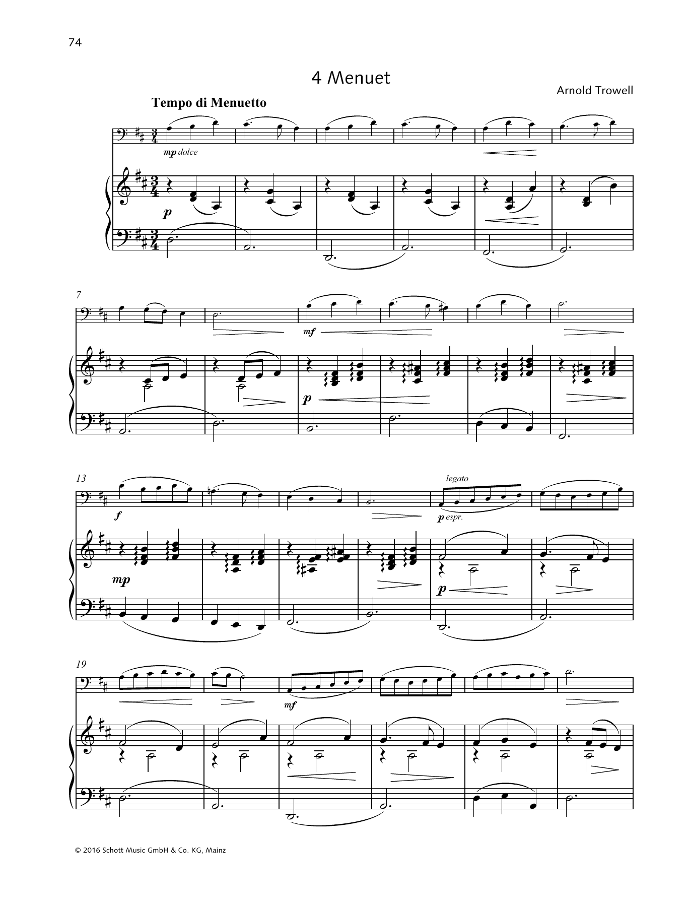 Learn to play Arnold Trowell Menuet sheet music for String Solo in minutes. Arnold Trowell Menuet sheet music preview music notes and score for String Solo including 4 page(s)