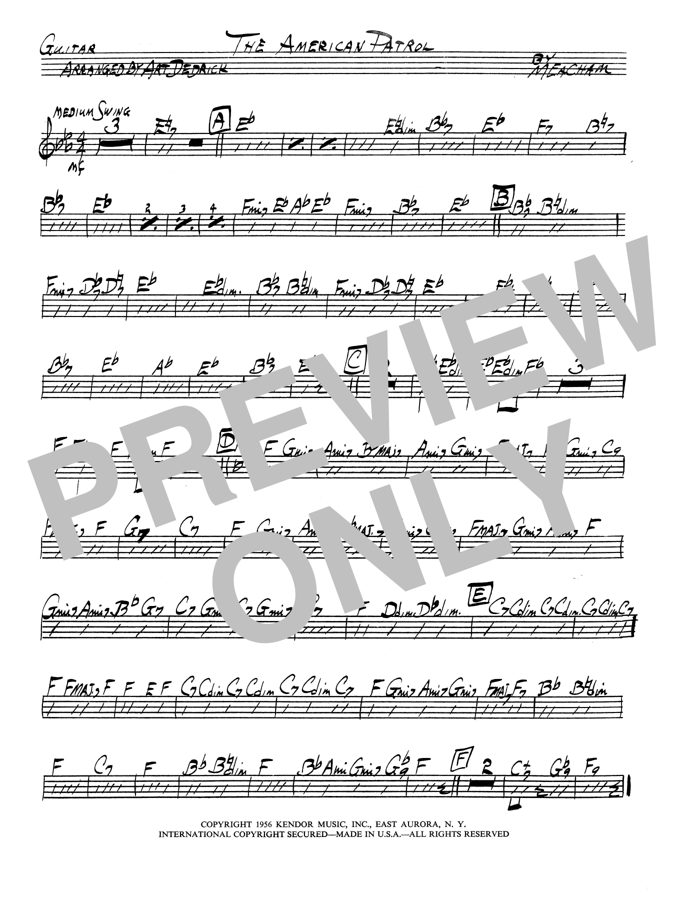 Art Dedrick American Patrol - Guitar sheet music preview music notes and score for Jazz Ensemble including 1 page(s)