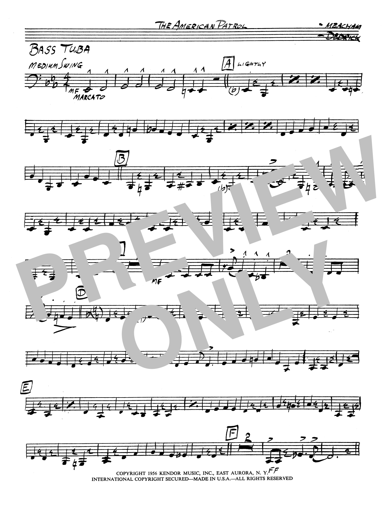 Art Dedrick American Patrol - Tuba sheet music preview music notes and score for Jazz Ensemble including 1 page(s)