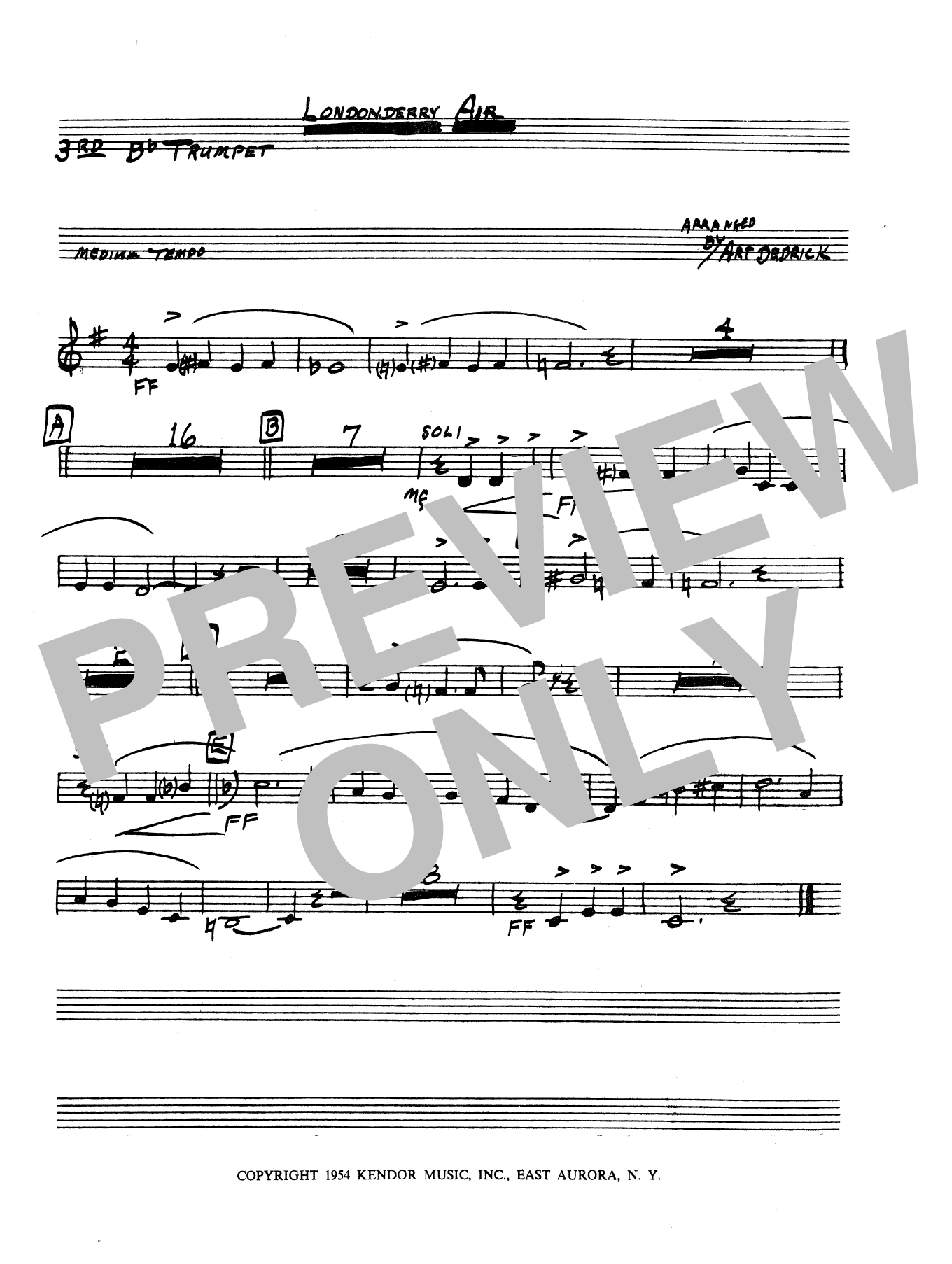Learn to play Art Dedrick Londonderry Air - 3rd Bb Trumpet sheet music for Jazz Ensemble in minutes. Art Dedrick Londonderry Air - 3rd Bb Trumpet sheet music preview music notes and score for Jazz Ensemble including 1 page(s)