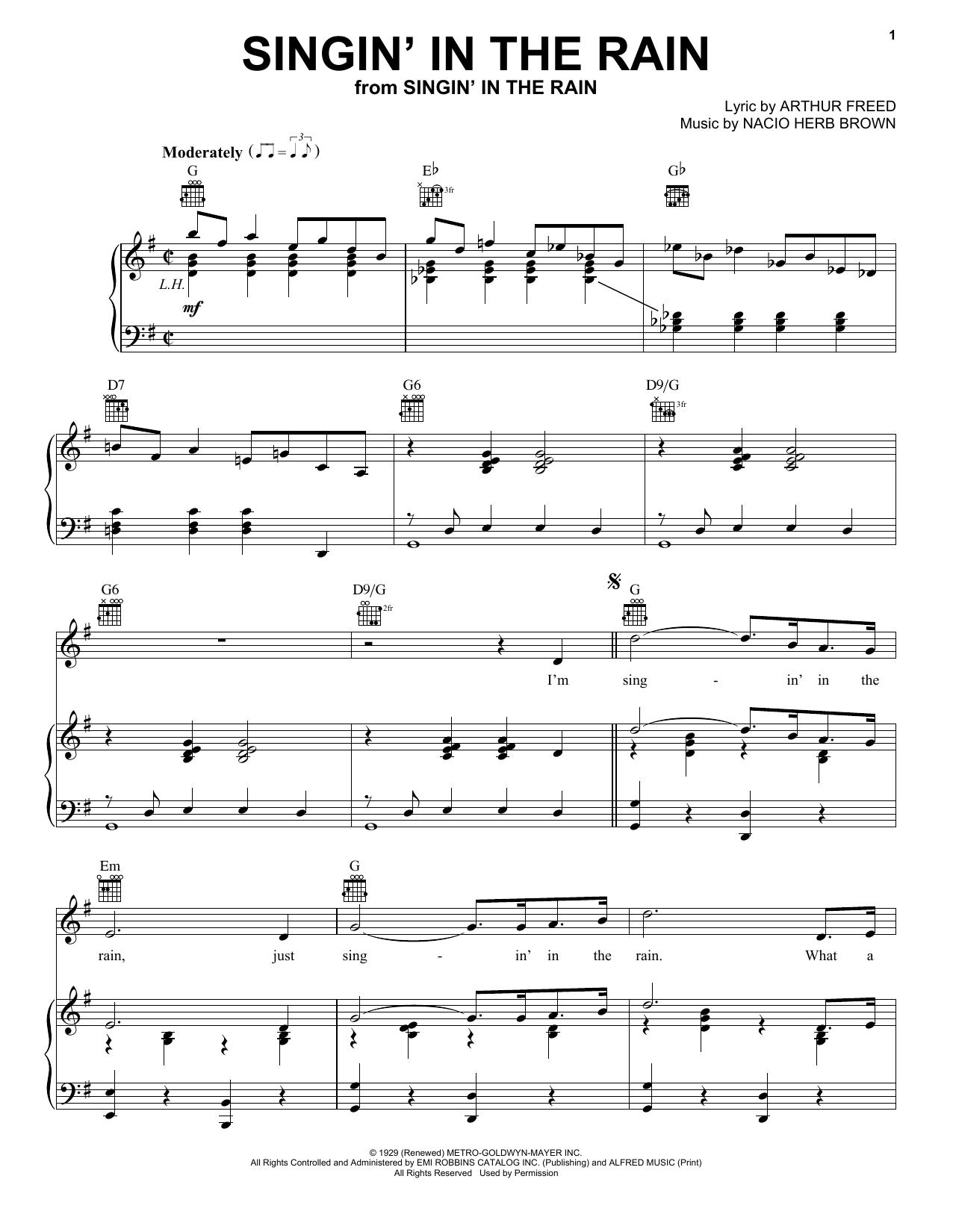 Learn to play Arthur Freed Singin' In The Rain sheet music for Piano Duet in minutes. Arthur Freed Singin' In The Rain sheet music preview music notes and score for Piano Duet including 6 page(s)