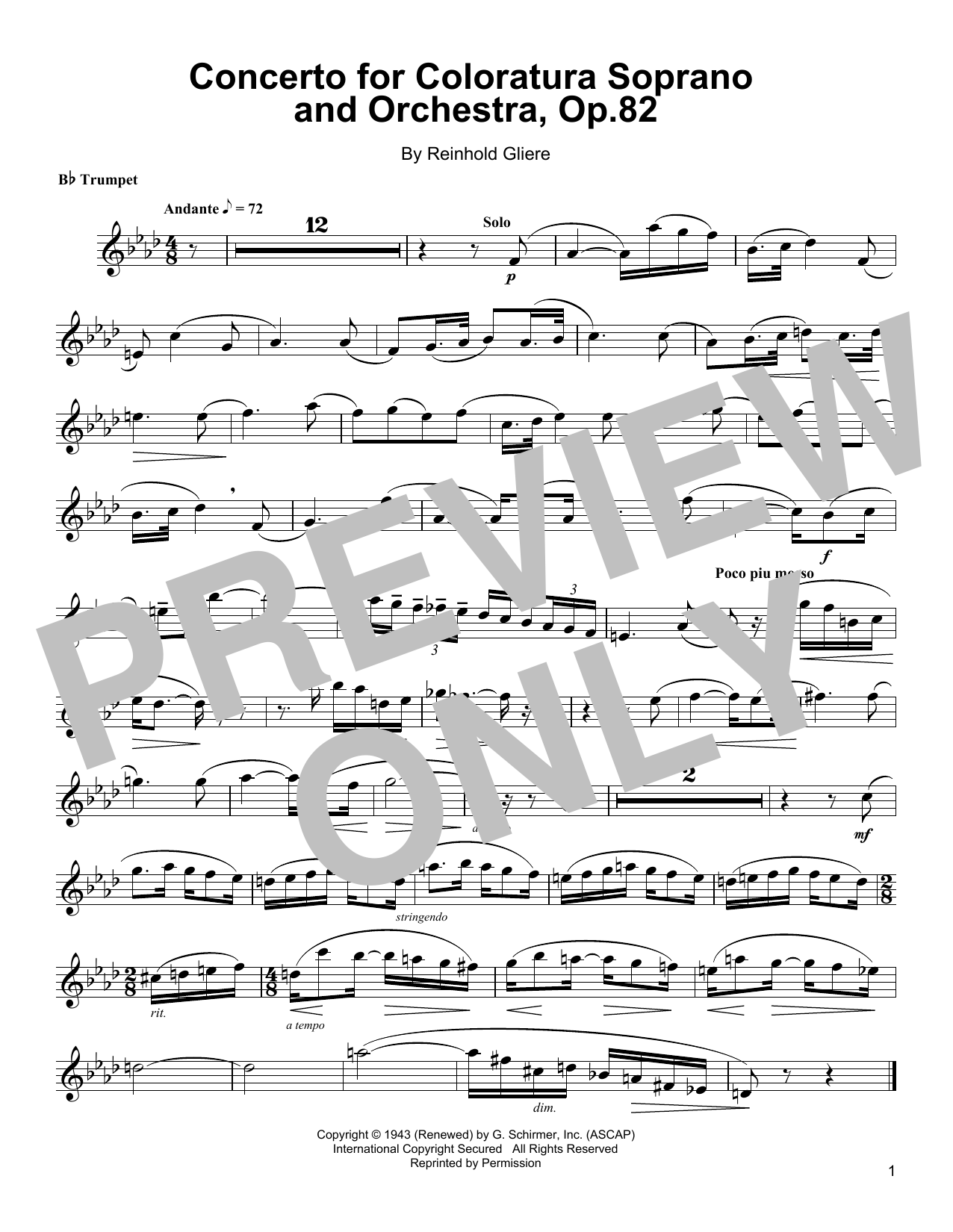 Arturo Sandoval Concerto For Coloratura Soprano And Orchestra, Op. 82 sheet music, chords, lyrics - Printable PDF for Trumpet Transcription