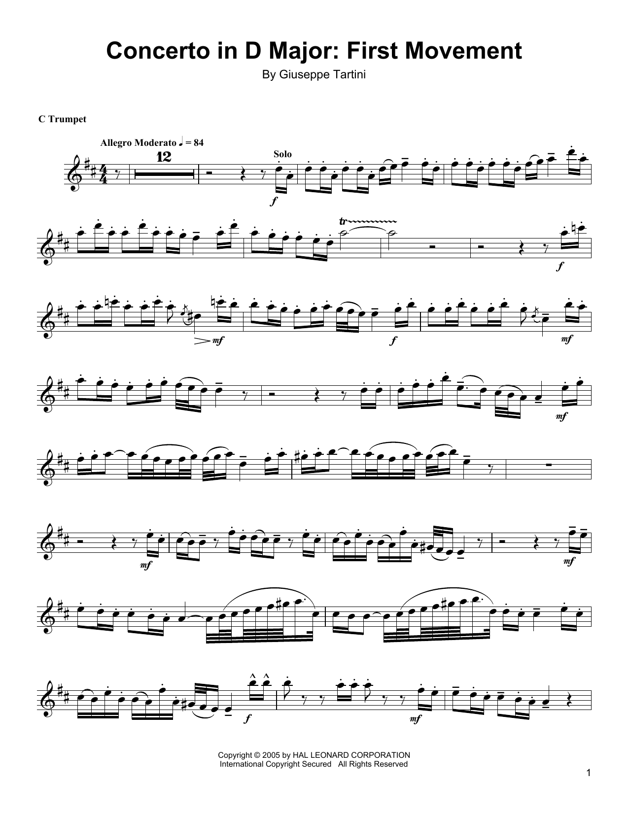 Arturo Sandoval Concerto In D Major: First Movement sheet music, chords, lyrics - Printable PDF for Trumpet Transcription
