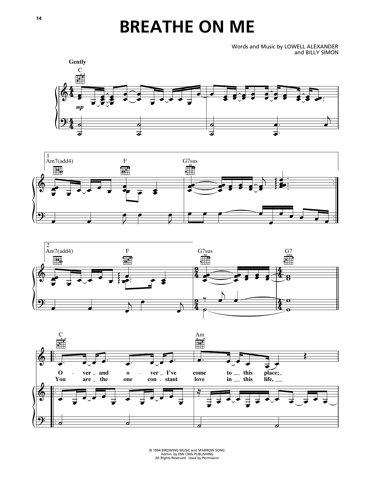 Ashton, Becker, & Dente Breathe On Me sheet music, chords, lyrics - Printable PDF for Piano, Vocal & Guitar Chords (Right-Hand Melody)