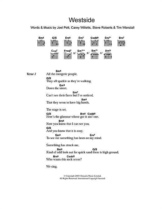 Learn to play Athlete Westside sheet music for Lyrics & Chords in minutes. Athlete Westside sheet music notes and chords