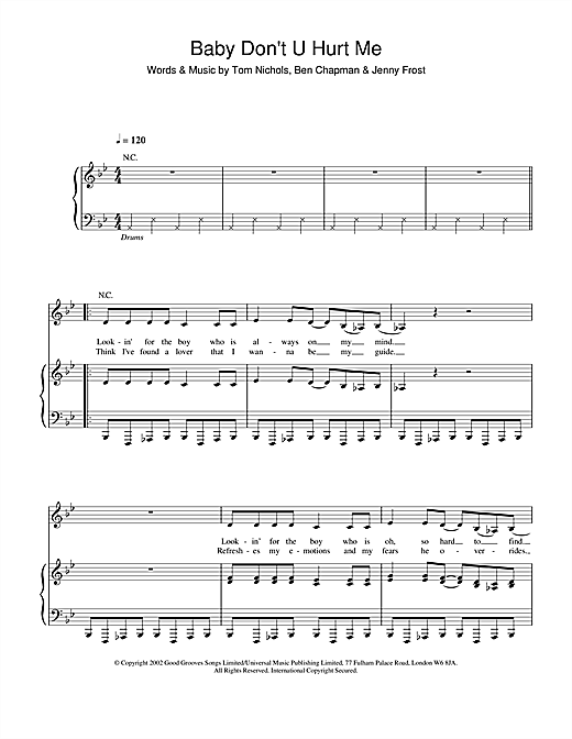 Learn to play Atomic Kitten Baby Don't U Hurt Me sheet music for Piano, Vocal & Guitar in minutes. Atomic Kitten Baby Don't U Hurt Me sheet music notes and chords
