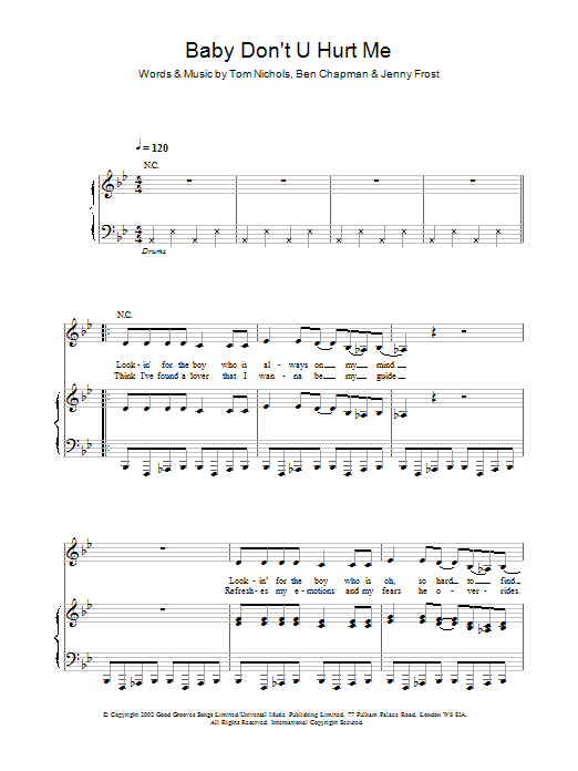 Learn to play Atomic Kitten Baby Don't U Hurt Me sheet music for Piano, Vocal & Guitar in minutes. Atomic Kitten Baby Don't U Hurt Me sheet music preview music notes and score for Piano, Vocal & Guitar including 5 page(s)