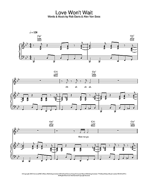 Learn to play Atomic Kitten Love Won't Wait sheet music for Piano, Vocal & Guitar in minutes. Atomic Kitten Love Won't Wait sheet music notes and chords