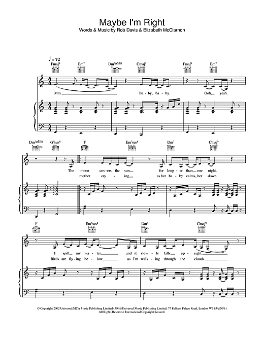 Learn to play Atomic Kitten Maybe I'm Right sheet music for Piano, Vocal & Guitar in minutes. Atomic Kitten Maybe I'm Right sheet music notes and chords