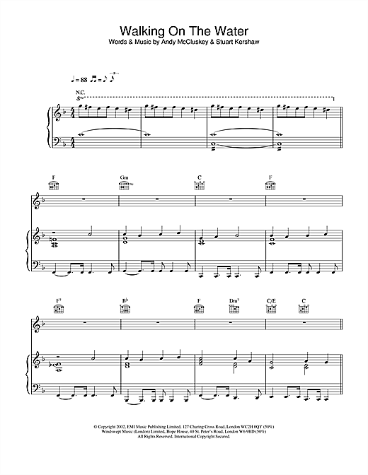 Learn to play Atomic Kitten Walking On The Water sheet music for Piano, Vocal & Guitar in minutes. Atomic Kitten Walking On The Water sheet music notes and chords