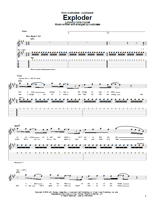 Learn to play Audioslave Exploder sheet music for Guitar Tab in minutes. Audioslave Exploder sheet music notes and chords