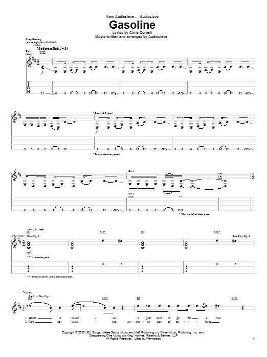 Learn to play Audioslave Gasoline sheet music for Guitar Tab in minutes. Audioslave Gasoline sheet music notes and chords