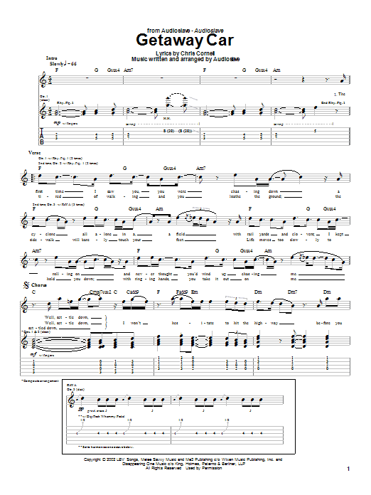 Learn to play Audioslave Getaway Car sheet music for Guitar Tab in minutes. Audioslave Getaway Car sheet music notes and chords