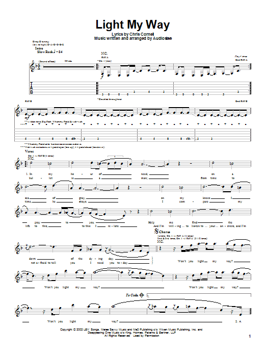 Learn to play Audioslave Light My Way sheet music for Guitar Tab in minutes. Audioslave Light My Way sheet music notes and chords