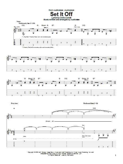 Learn to play Audioslave Set It Off sheet music for Guitar Tab in minutes. Audioslave Set It Off sheet music notes and chords