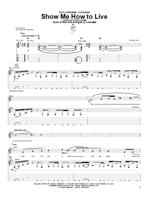 Learn to play Audioslave Show Me How To Live sheet music for Bass Guitar Tab in minutes. Audioslave Show Me How To Live sheet music notes and chords