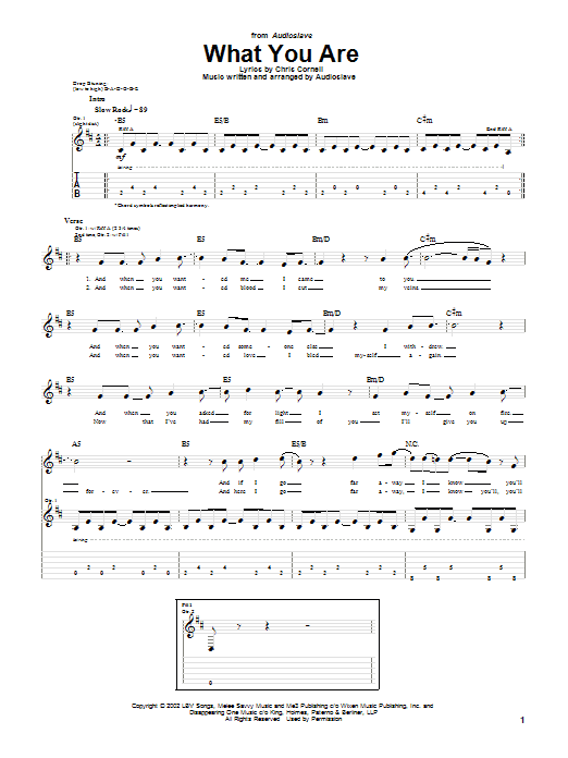 Learn to play Audioslave What You Are sheet music for Guitar Tab in minutes. Audioslave What You Are sheet music notes and chords