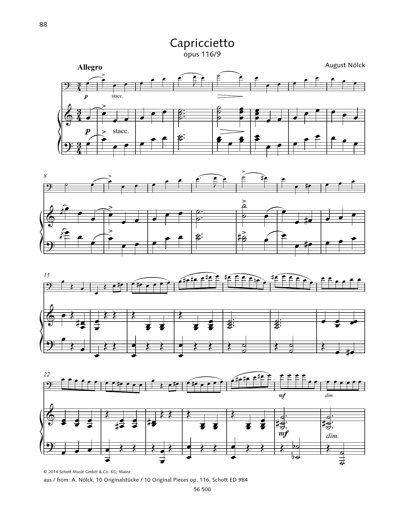 Learn to play August Nölck Capriccietto sheet music for String Solo in minutes. August Nölck Capriccietto sheet music preview music notes and score for String Solo including 8 page(s)
