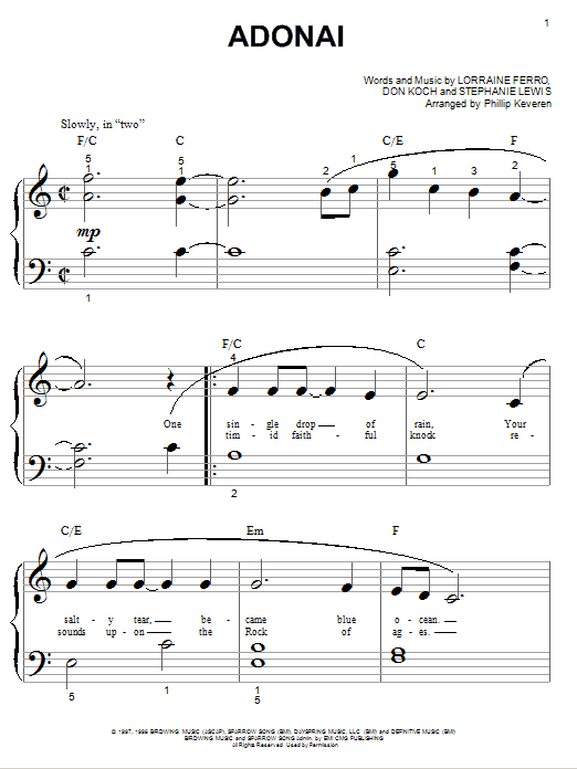 Learn to play Avalon Adonai sheet music for Piano (Big Notes) in minutes. Avalon Adonai sheet music notes and chords