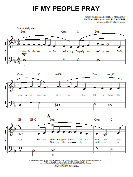 Learn to play Avalon If My People Pray sheet music for Piano (Big Notes) in minutes. Avalon If My People Pray sheet music preview music notes and score for Piano (Big Notes) including 3 page(s)