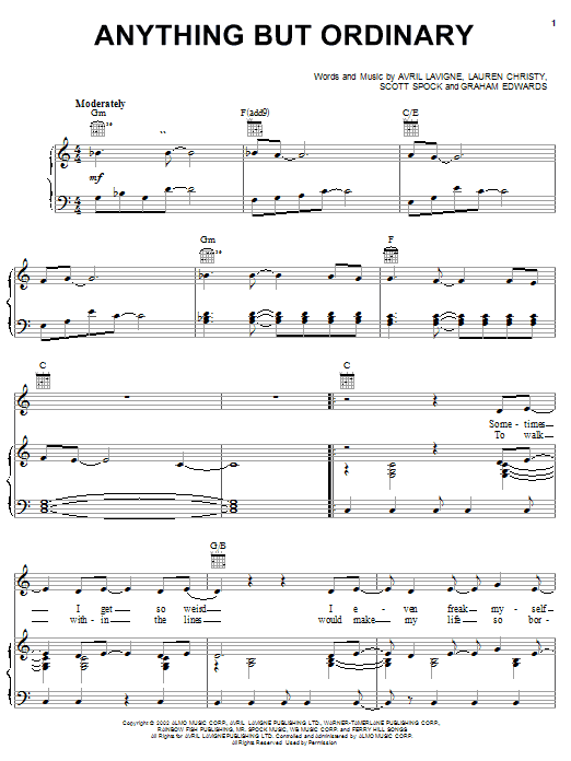 Learn to play Avril Lavigne Anything But Ordinary sheet music for Guitar Tab in minutes. Avril Lavigne Anything But Ordinary sheet music notes and chords