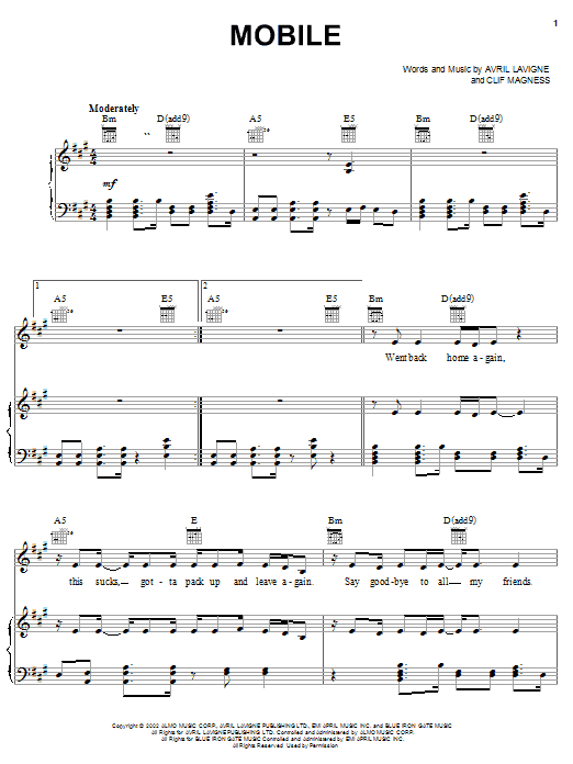 Learn to play Avril Lavigne Mobile sheet music for Guitar Tab in minutes. Avril Lavigne Mobile sheet music notes and chords