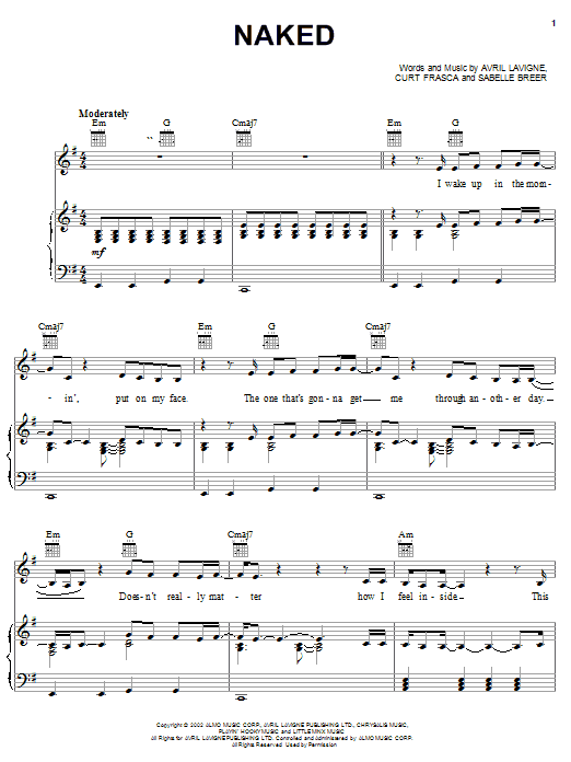 Learn to play Avril Lavigne Naked sheet music for Guitar Tab in minutes. Avril Lavigne Naked sheet music notes and chords