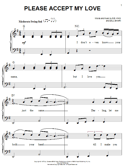 Learn to play B.B. King Please Accept My Love sheet music for Guitar Tab in minutes. B.B. King Please Accept My Love sheet music preview music notes and score for Guitar Tab including 6 page(s)