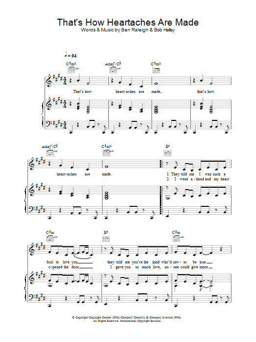 Baby Washington That's How Heartaches Are Made sheet music preview music notes and score for Piano, Vocal & Guitar (Right-Hand Melody) including 4 page(s)