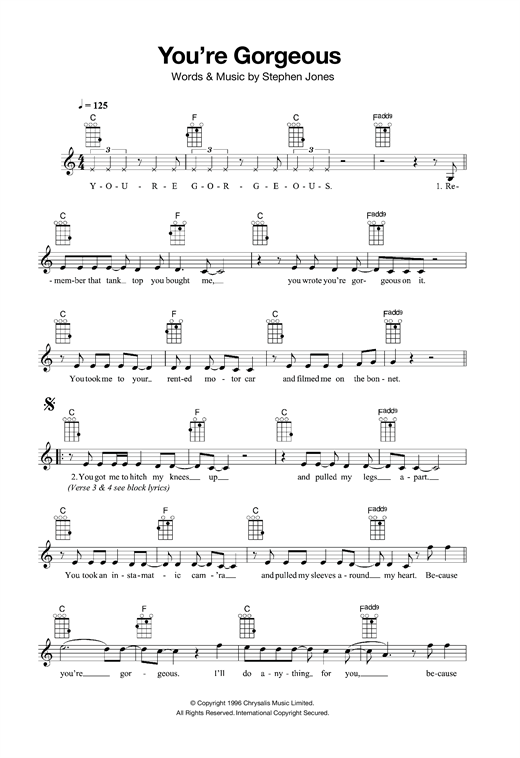 Learn to play Babybird You're Gorgeous sheet music for Lyrics & Chords in minutes. Babybird You're Gorgeous sheet music notes and chords
