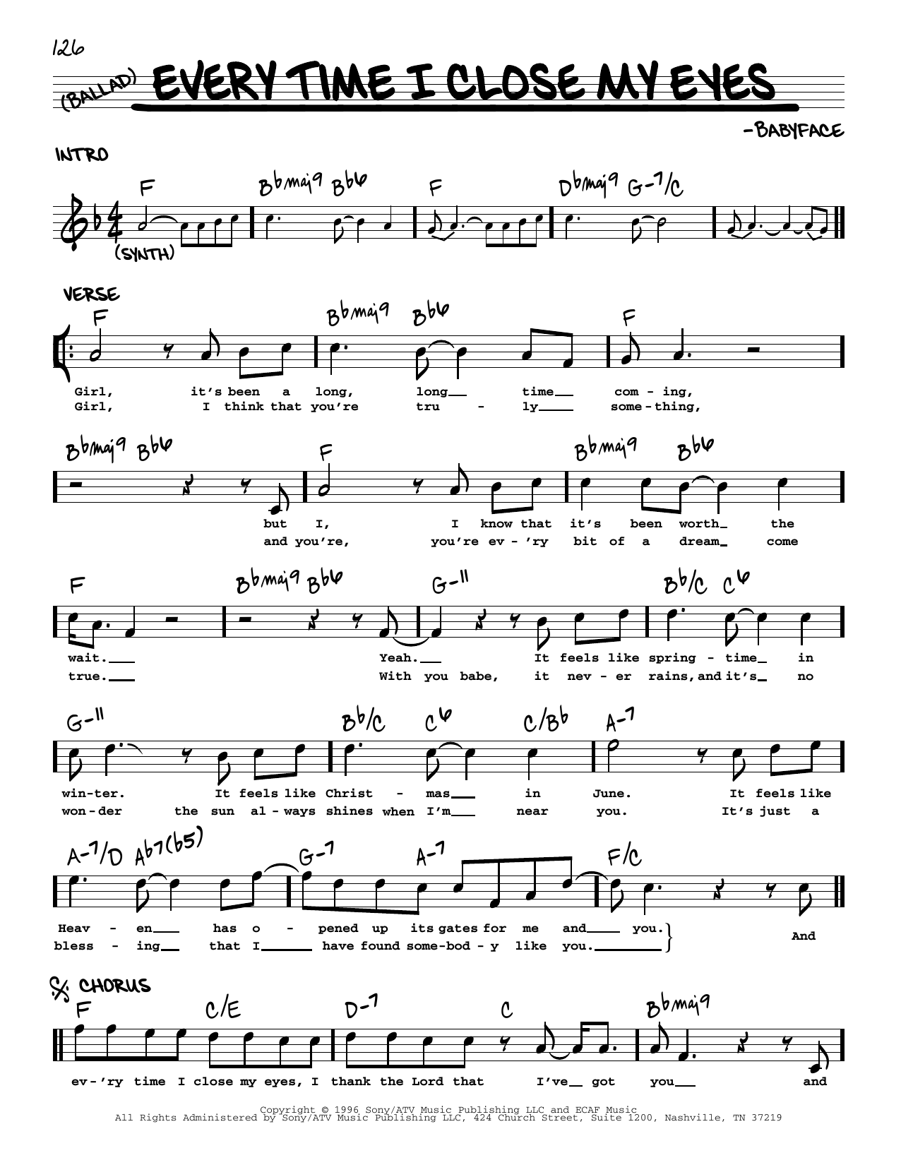 Learn to play Babyface Everytime I Close My Eyes sheet music for Piano, Vocal & Guitar (Right-Hand Melody) in minutes. Babyface Everytime I Close My Eyes sheet music notes and chords