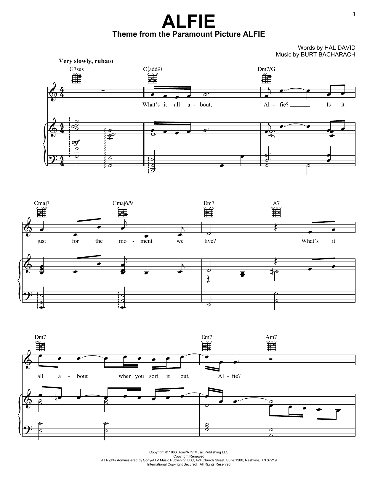 Learn to play Bacharach & David Alfie sheet music for Piano in minutes. Bacharach & David Alfie sheet music preview music notes and score for Piano including 3 page(s)