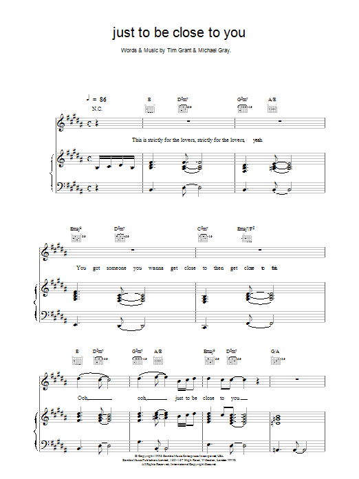 Download Backstreet Boys Just To Be Close To You sheet music notes and chords for Piano, Vocal & Guitar (Right-Hand Melody) - Download Printable PDF and start playing in minutes.