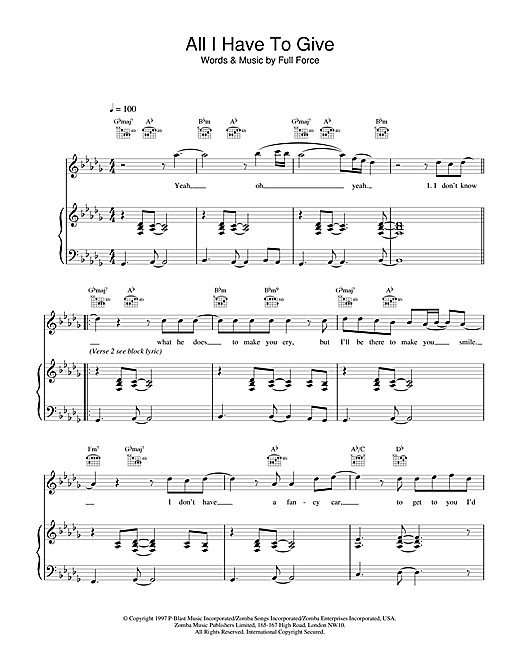 Learn to play Backstreet Boys All I Have To Give sheet music for Piano, Vocal & Guitar in minutes. Backstreet Boys All I Have To Give sheet music notes and chords