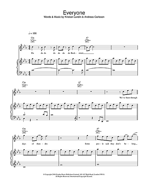 Learn to play Backstreet Boys Everyone sheet music for Piano, Vocal & Guitar in minutes. Backstreet Boys Everyone sheet music notes and chords