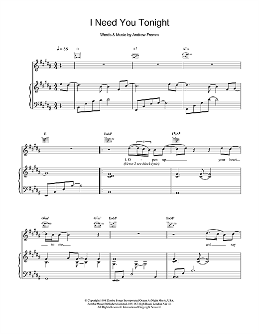 Learn to play Backstreet Boys I Need You Tonight sheet music for Piano, Vocal & Guitar in minutes. Backstreet Boys I Need You Tonight sheet music notes and chords