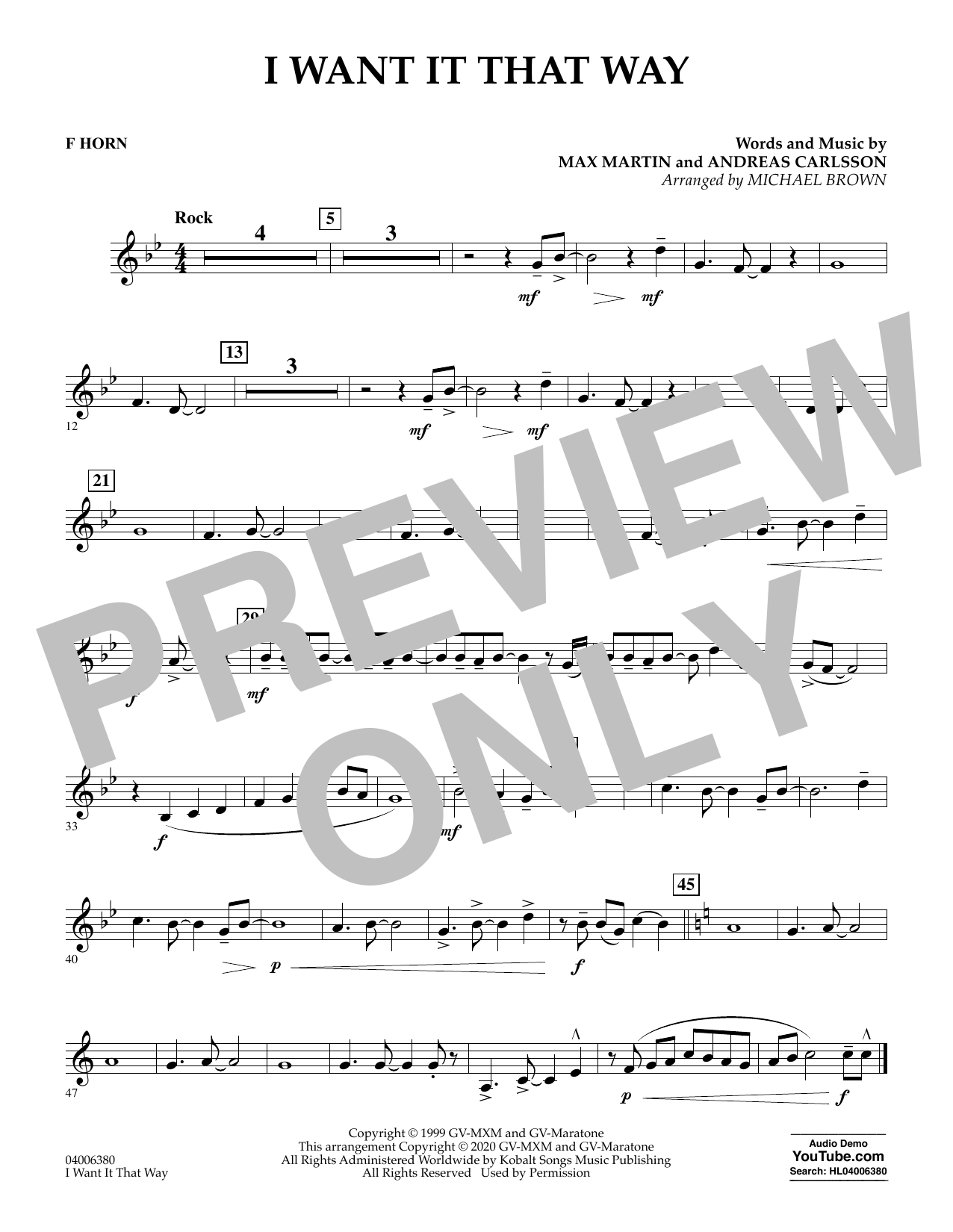 Backstreet Boys I Want It That Way Arr Michael Brown F Horn Sheet Music Download Pdf Score Backstreet Boys I Want It That Way Arr Michael Brown F Horn Sheet Music Download Pdf Score