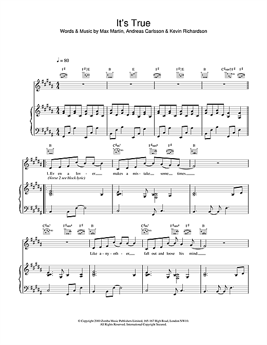 Learn to play Backstreet Boys It's True sheet music for Piano, Vocal & Guitar in minutes. Backstreet Boys It's True sheet music notes and chords
