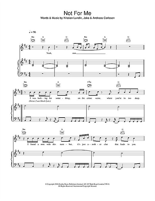 Learn to play Backstreet Boys Not For Me sheet music for Piano, Vocal & Guitar in minutes. Backstreet Boys Not For Me sheet music notes and chords