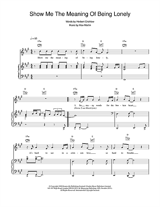 Learn to play Backstreet Boys Show Me The Meaning Of Being Lonely sheet music for Piano, Vocal & Guitar (Right-Hand Melody) in minutes. Backstreet Boys Show Me The Meaning Of Being Lonely sheet music notes and chords