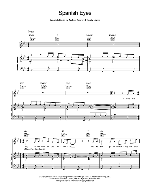 Learn to play Backstreet Boys Spanish Eyes sheet music for Piano, Vocal & Guitar (Right-Hand Melody) in minutes. Backstreet Boys Spanish Eyes sheet music notes and chords