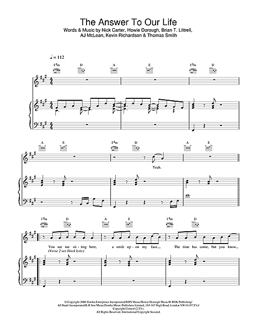 Learn to play Backstreet Boys The Answer To Our Life sheet music for Piano, Vocal & Guitar in minutes. Backstreet Boys The Answer To Our Life sheet music notes and chords