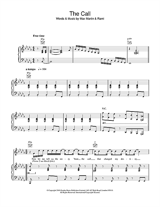 Learn to play Backstreet Boys The Call sheet music for Piano, Vocal & Guitar in minutes. Backstreet Boys The Call sheet music notes and chords