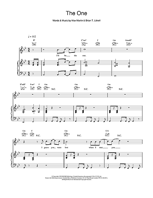 Learn to play Backstreet Boys The One sheet music for Piano, Vocal & Guitar in minutes. Backstreet Boys The One sheet music notes and chords