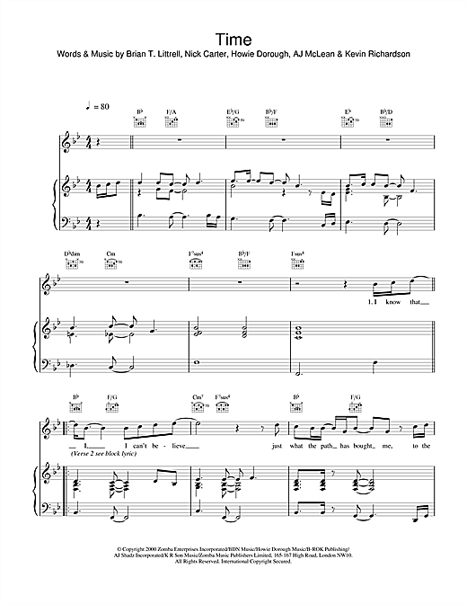 Learn to play Backstreet Boys Time sheet music for Piano, Vocal & Guitar in minutes. Backstreet Boys Time sheet music notes and chords
