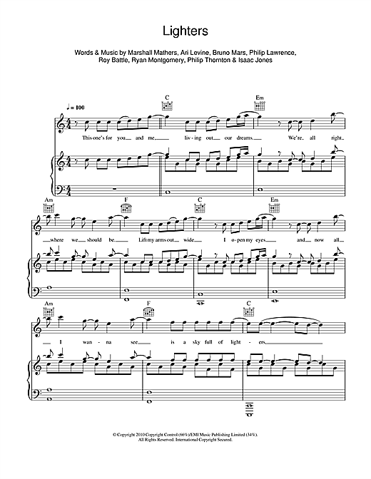 Learn to play Bad Meets Evil Lighters (feat. Bruno Mars) sheet music for Piano, Vocal & Guitar (Right-Hand Melody) in minutes. Bad Meets Evil Lighters (feat. Bruno Mars) sheet music notes and chords