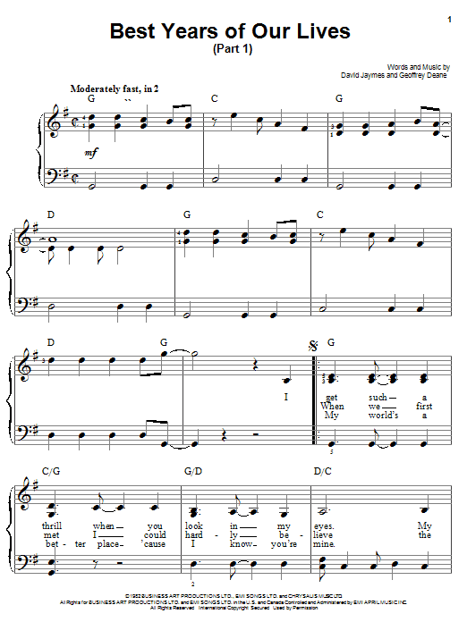 Learn to play Baha Men Best Years Of Our Lives (Part I) sheet music for Easy Piano in minutes. Baha Men Best Years Of Our Lives (Part I) sheet music notes and chords
