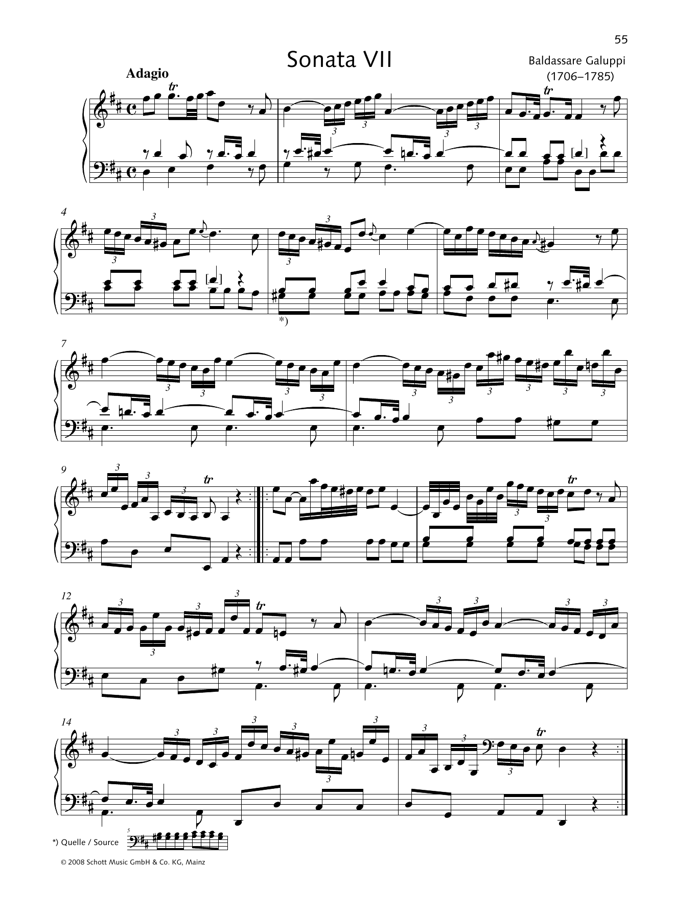 Learn to play Baldassare Galuppi Sonata VII D major sheet music for Piano Solo in minutes. Baldassare Galuppi Sonata VII D major sheet music preview music notes and score for Piano Solo including 9 page(s)