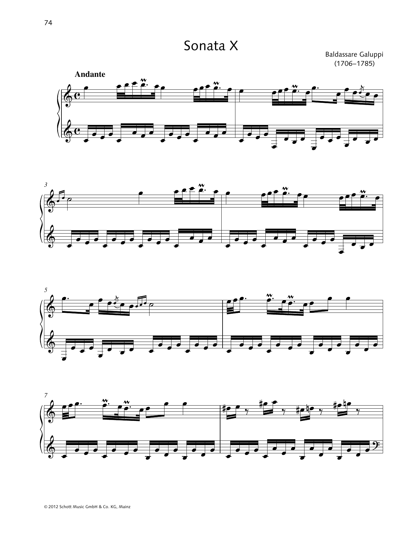Learn to play Baldassare Galuppi Sonata X C major sheet music for Piano Solo in minutes. Baldassare Galuppi Sonata X C major sheet music preview music notes and score for Piano Solo including 11 page(s)