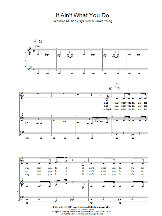 Bananarama It Ain't What You Do sheet music preview music notes and score for Piano, Vocal & Guitar (Right-Hand Melody) including 5 page(s)